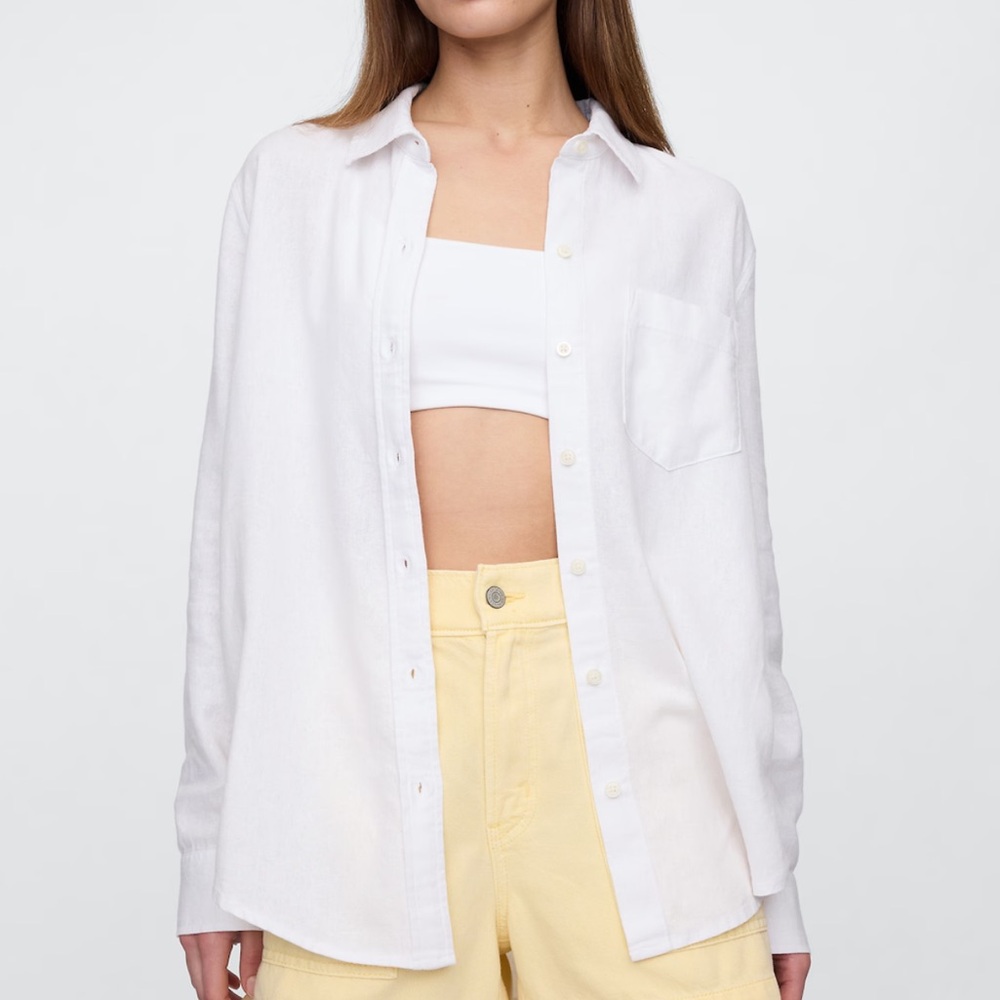 NWT Gap Women’s Linen-Blend Easy Shirt